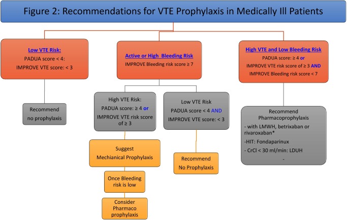 Algorithm for VTE prophylaxis recommendations in medically ill hospitalized patients based on risk stratification