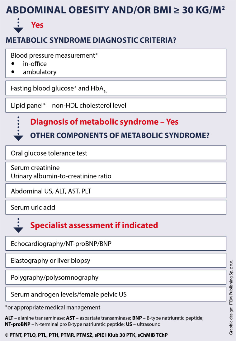 Clinical algorithm flowchart for diagnosing and managing metabolic syndrome