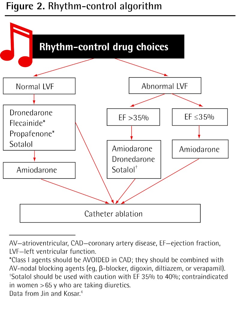 Algorithm for rhythm control strategy in atrial fibrillation