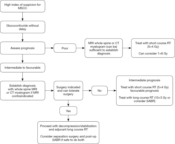 Treatment algorithm for management of suspected malignant spinal cord compression