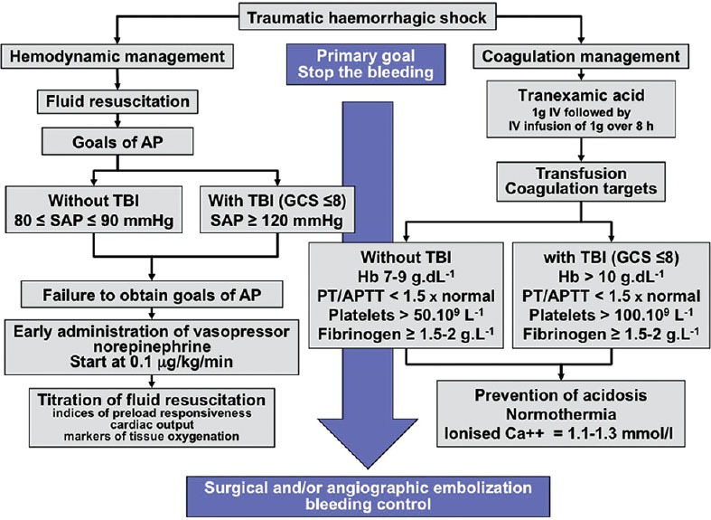 Flowchart for initial management of traumatic hemorrhagic shock